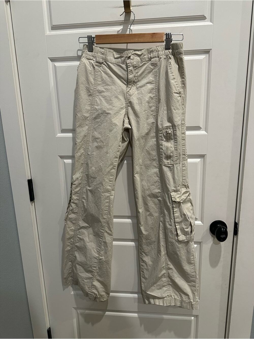 PACSUN Small Y2K Low Rise Khaki Puddle Cargo Pants Baggy Wide Leg Utility